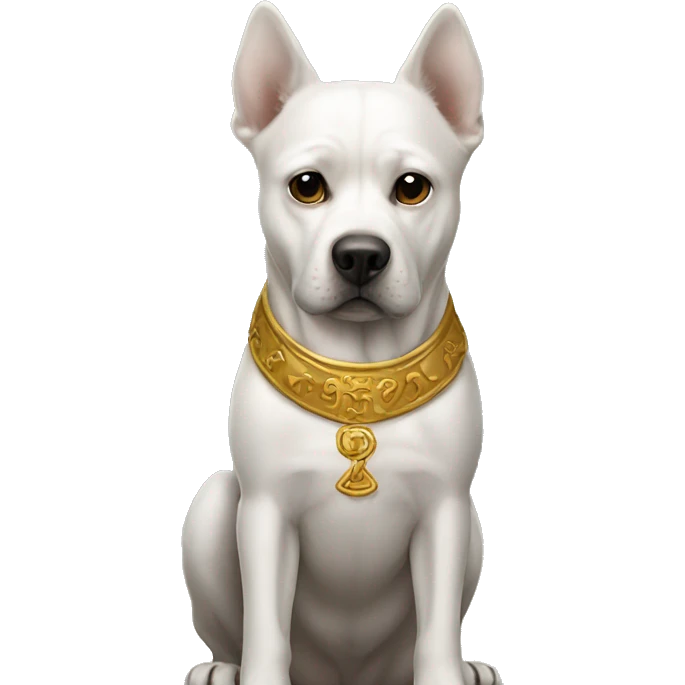 Dog wearing a god die emoji