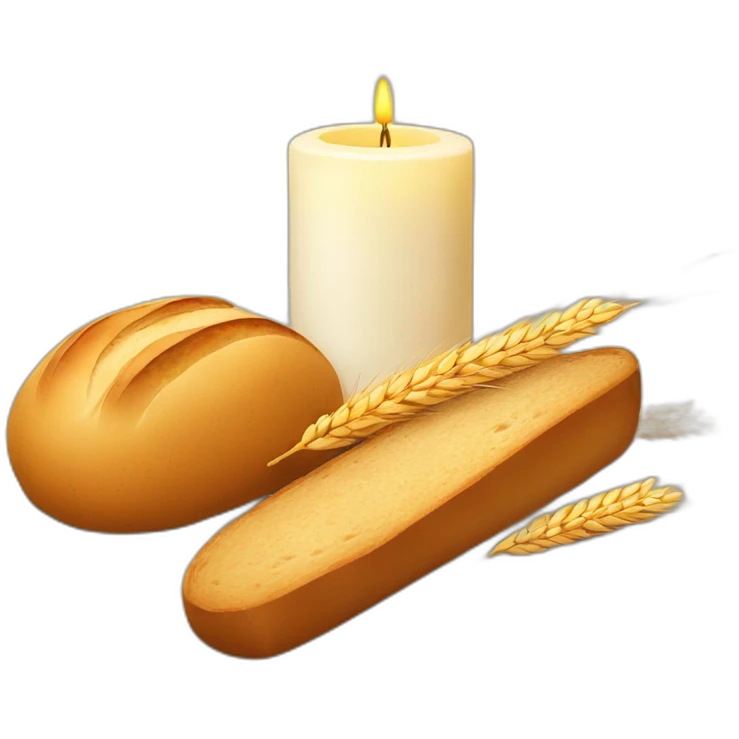 Bread, wheat and candle on a table emoji