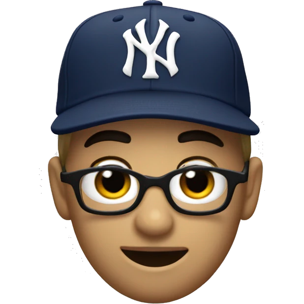 Chauve avec une casquette de baseball des yankees emoji
