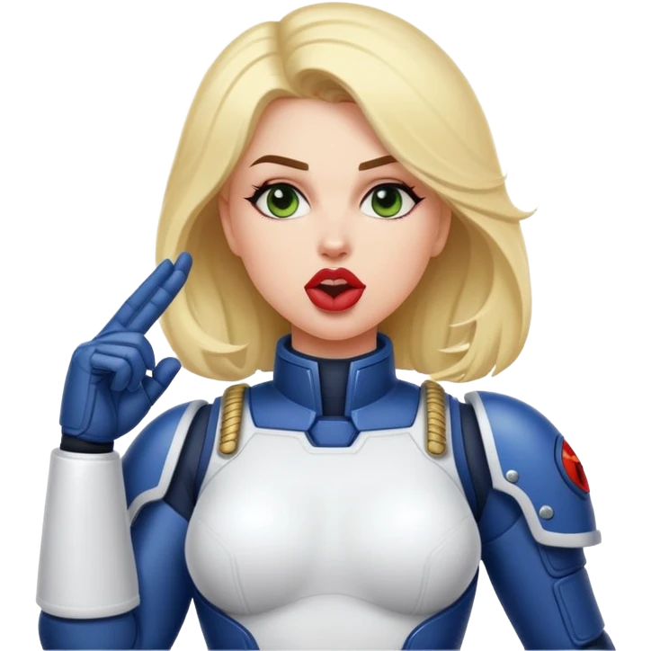 woman space marine in bodysuit salutes tongue out emoji