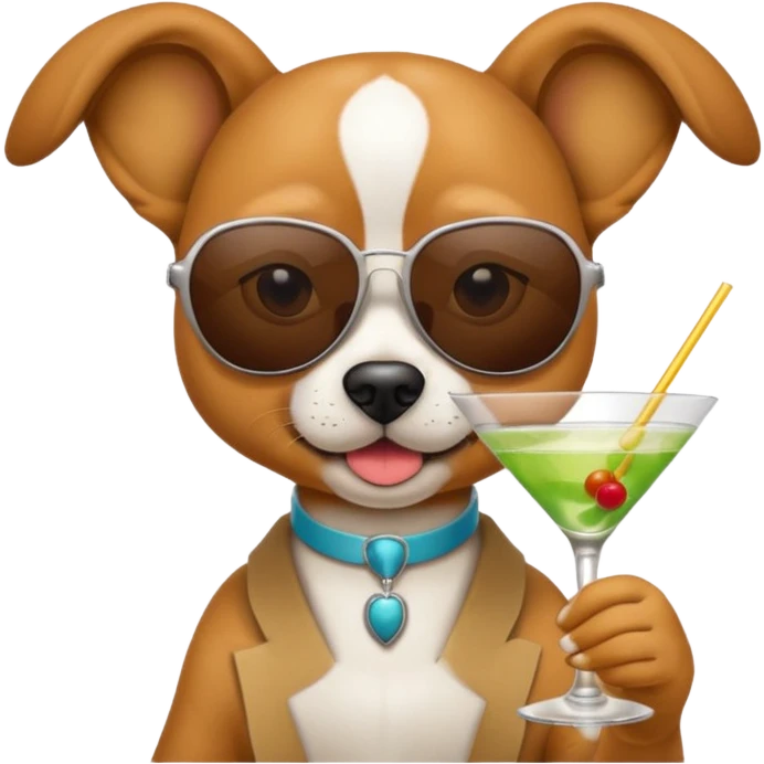 Dog wearing sunglasses sipping a martini emoji