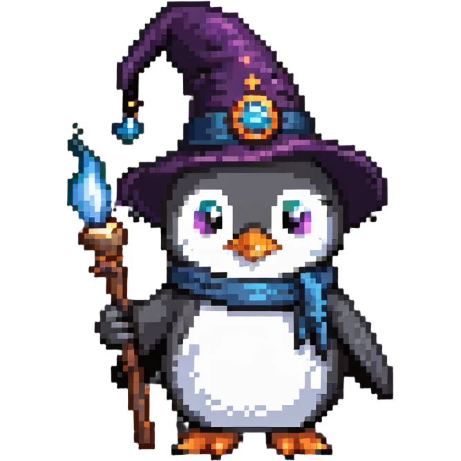 penguin wizard casting a spell emoji