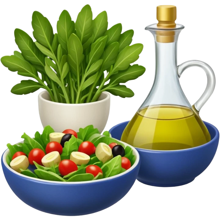olive branch next to a bowl of salad emoji