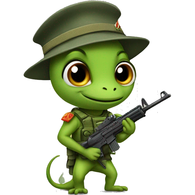 a gecko as an soldier emoji