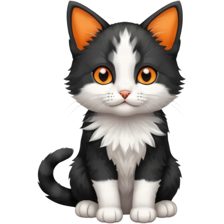 a sitting black and white with orange kitten emoji