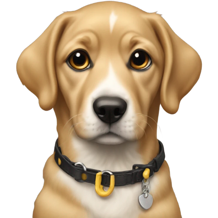 realistic dog portrait with collar as a puppy  emoji