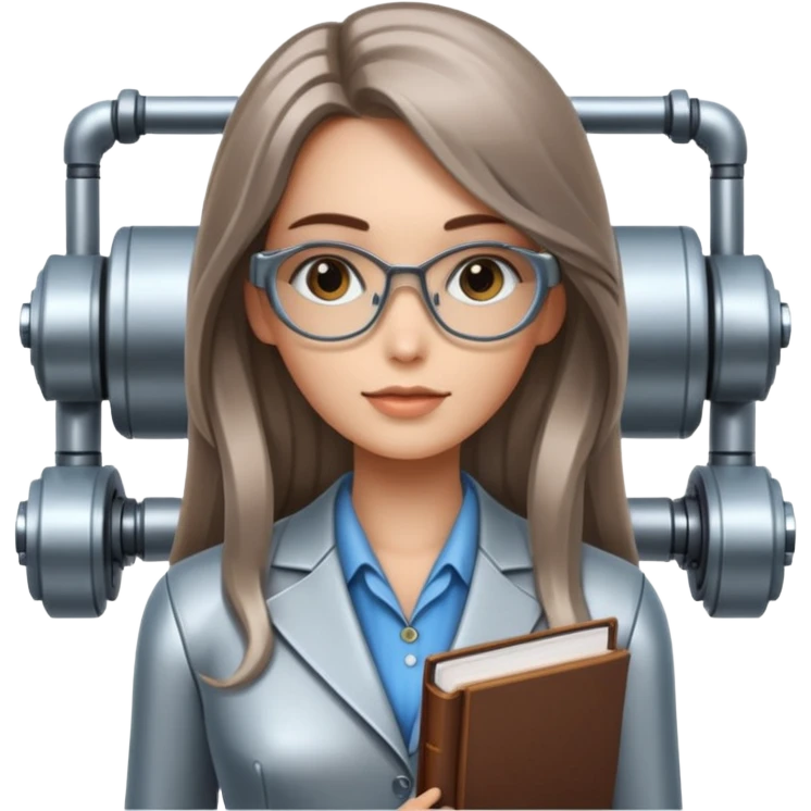 young robot woman librarian long hair emoji