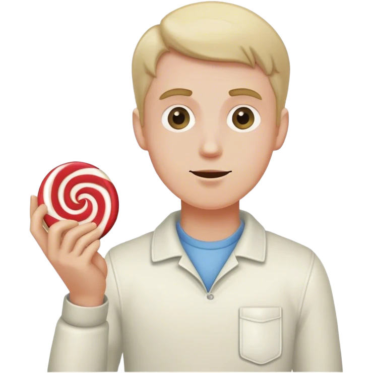 white guy holding small white bag of candy emoji