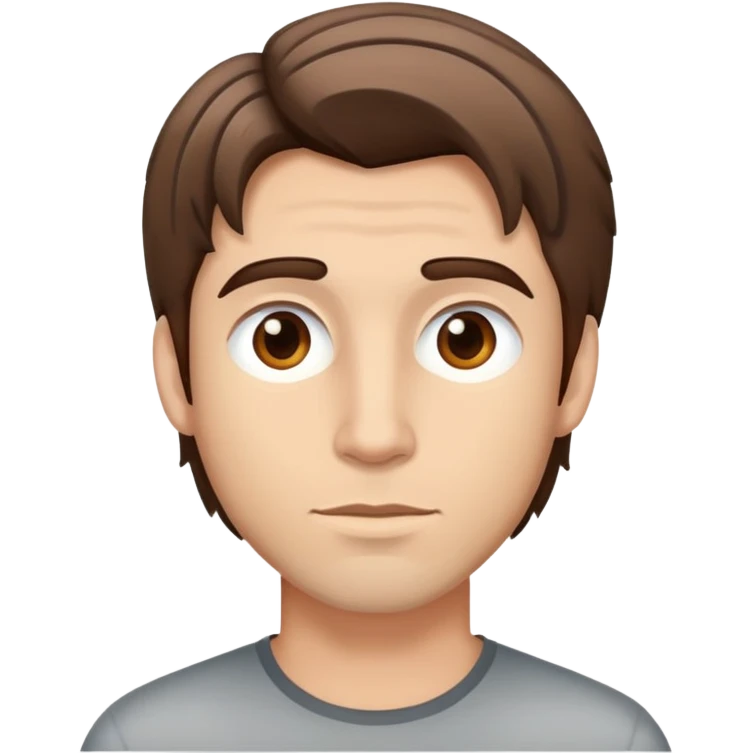 Man with bown hair with streaks of gray and light skin with  emoji