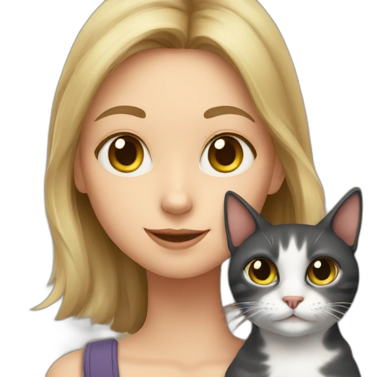 Cat with girl emoji