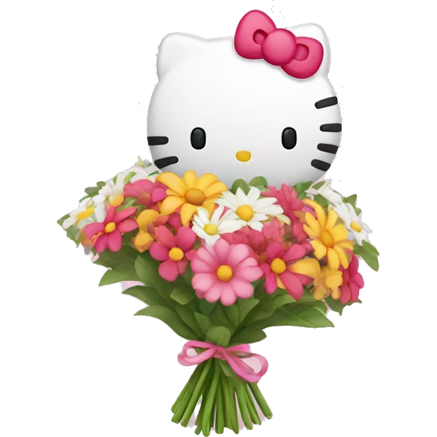 Hello Kitty with bouquet  emoji