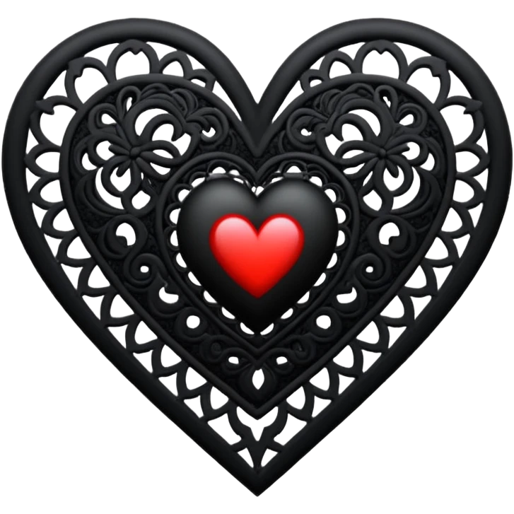 goth heart with black lace emoji
