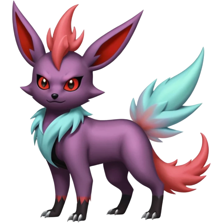 Pastel iridescent evil exotic colorful Darkrai-Scizor-Flareon-fusion with a Mohawk  emoji