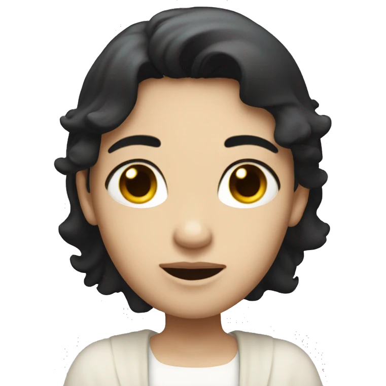 An angel with white skin and black hair emoji