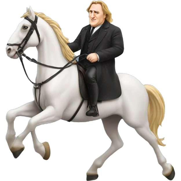 Gerad Depardieu sur un cheval emoji