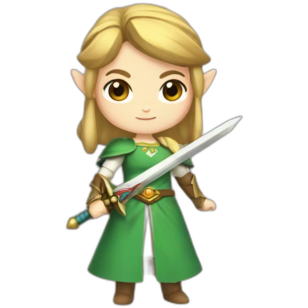 Cute Princess Zelda with a sword emoji