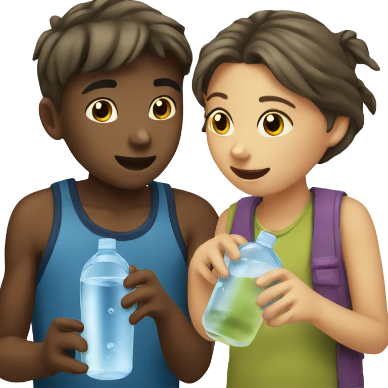 Boy and girl drinking water emoji