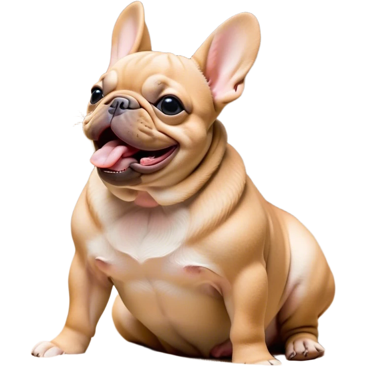 Cinematic Cute Yawning Fawn French Bulldog Portrait Emoji, Head tilted slightly with a dramatic, wide-open yawn, showcasing a sleek fawn coat with a refined texture, floppy ears slightly drooping, round dark eyes barely open in drowsy contentment, Simplified yet irresistibly adorable features, highly detailed, glowing with a soft, cozy glow, high shine, relaxed yet expressive, stylized with a touch of whimsy, bright and endearing, soft glowing outline, capturing the essence of a sleepy yet affectionate companion, so drowsy it feels like it could stretch out of the screen and curl up for a nap! emoji