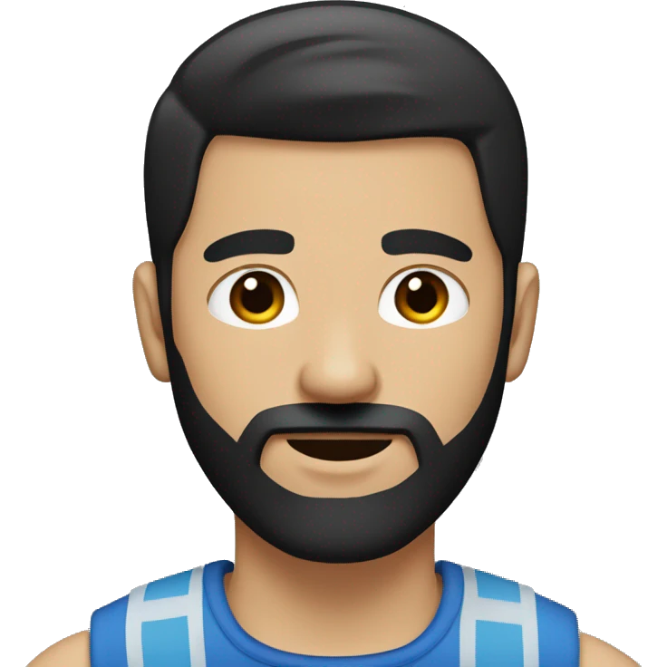 man with dark brown hair in the style of an undercut and black beard emoji