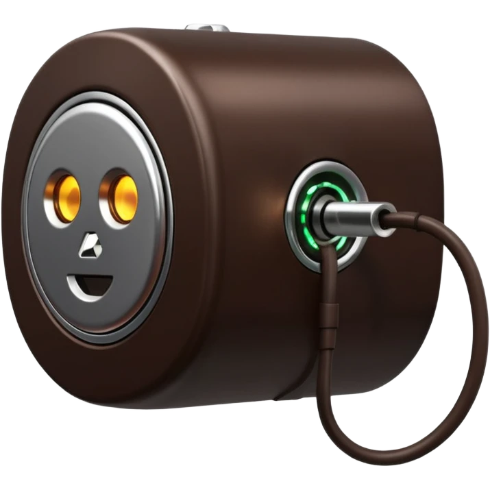 3D render of Data Port, futuristic cyborg aesthetic, fusion of organic skin and chrome metal, metallic socket embedded in dark brown skin, exposed wiring, Apple emoji style, isolated on white background --v 6.0. emoji