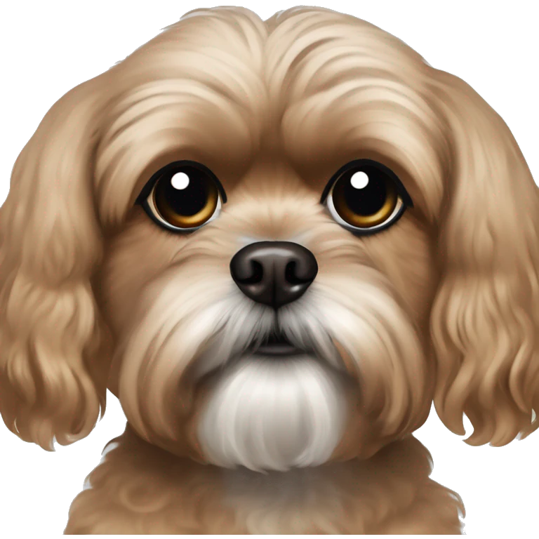 Brown shih tzu poodle mix with black ears and long eye lashes emoji