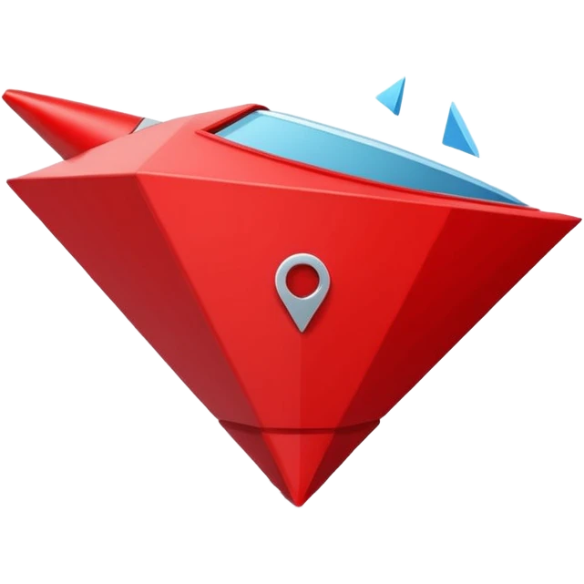Abstract red funnel shape on white background with fragments or icons entering from the top and simplified content exiting below. No text. Minimal, clean design that represents AI-powered summarization emoji