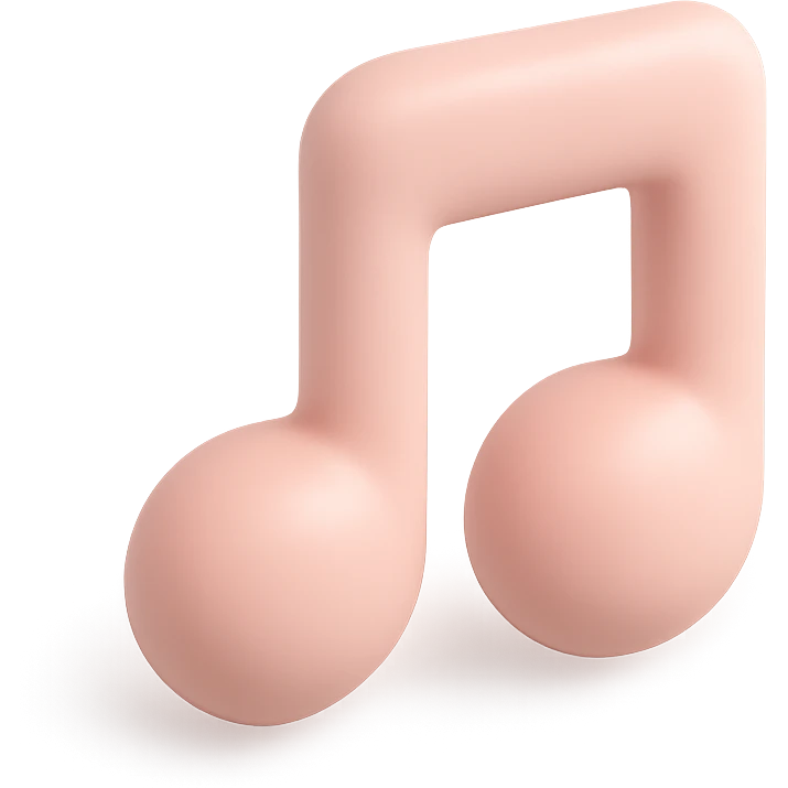 A simple musical note, cheerful appearance, soft pastel colors, smooth plastic 3D form with gentle shadows emoji