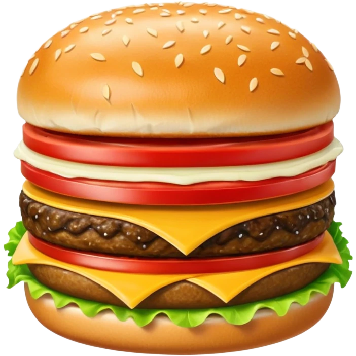 cheeseburger with ketchup, onion, tomato, lettuce, and mayo emoji