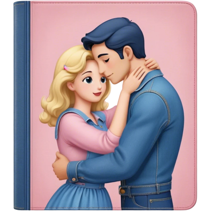 an old vintage romance book with an old cover in light pink and denim blue emoji