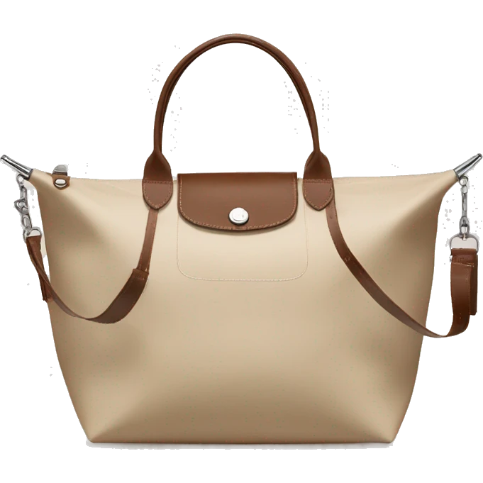 beige longchamp bag with brown leather handles emoji