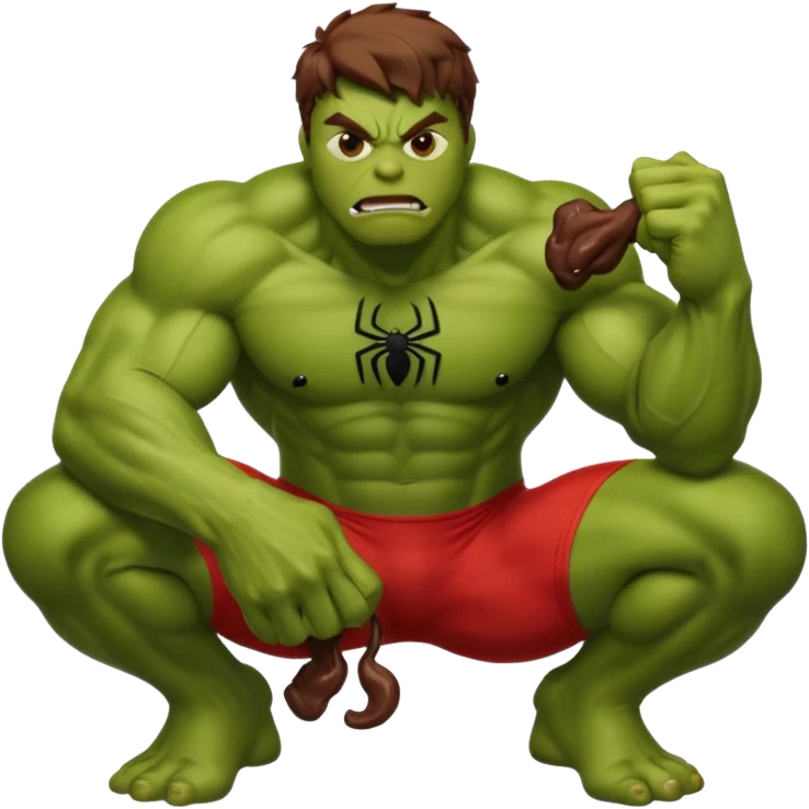 Spider man pooping and hulk licking the poop emoji
