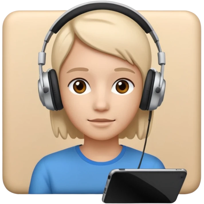 tablet with rounded corners, on the screen an interface with a person presenting onlince course emoji