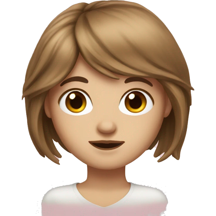 white girl with long brown hair and bangs emoji