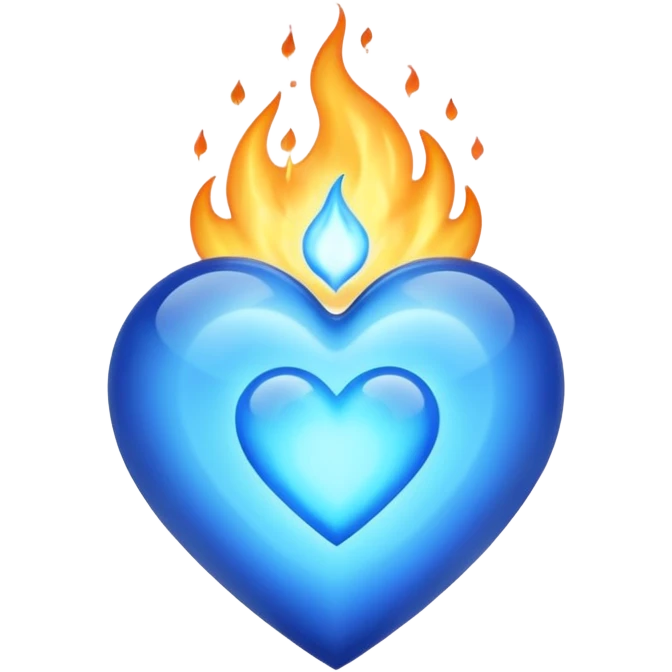 Blue heart with blue flame emoji
