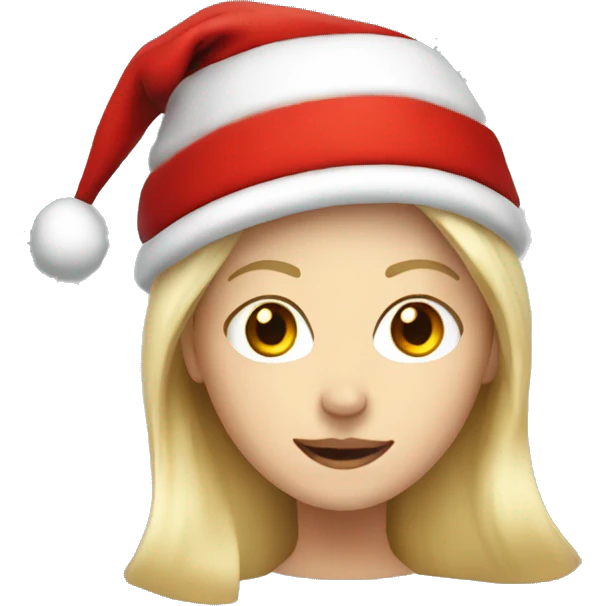 White lady with blonde hair and Santa hat emoji