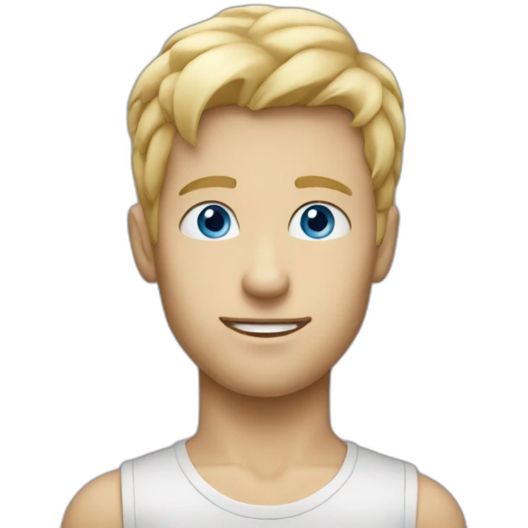 Blond man blue eyes eating big hazelnut emoji
