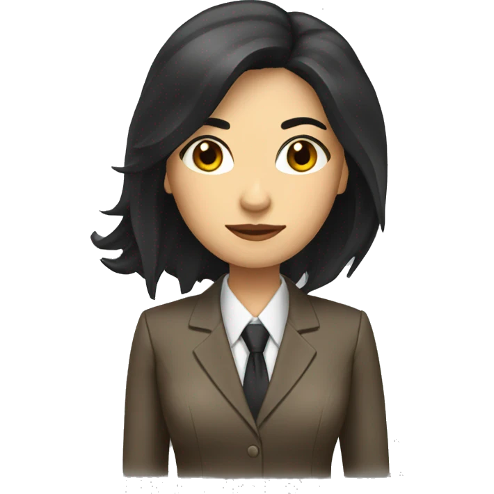 Female defense attorney with long black hair with brown suit emoji