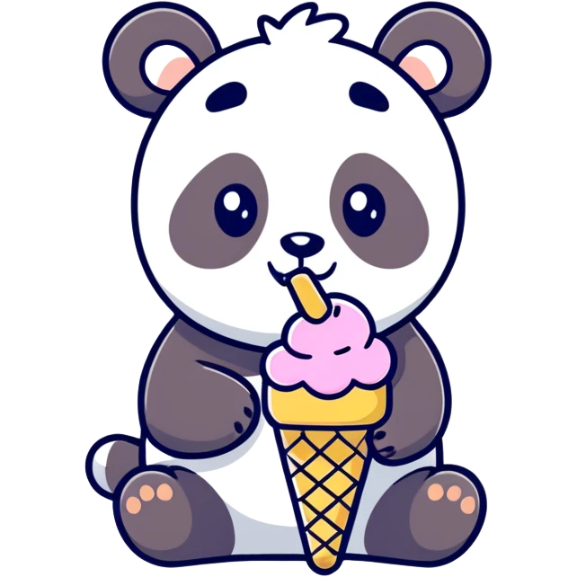 Panda eating ice cream emoji