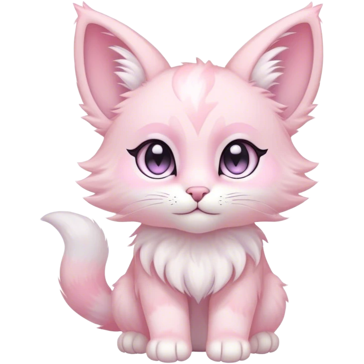 Kawaii bright fantasy pastel ethereal anthro feline fursona animal creature emoji