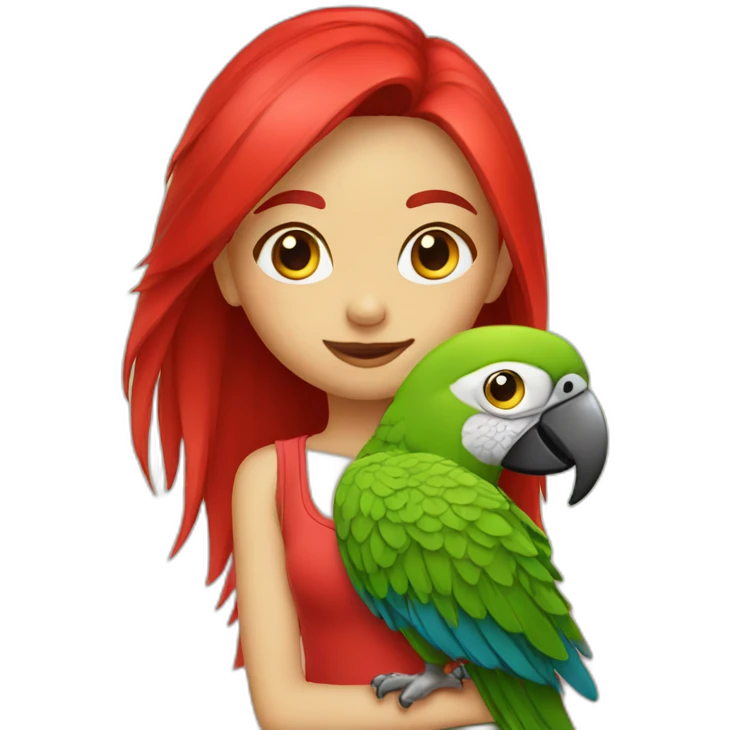 Girl- parrot- red emoji