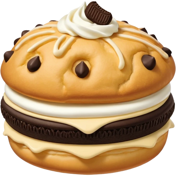 oreo cookie topping cream puff, simplified, clear, emoji-like, no faces emoji