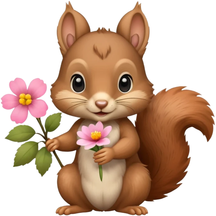 baby squirrel hold a flower emoji
