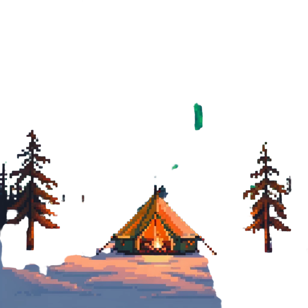 tent under northern lights emoji