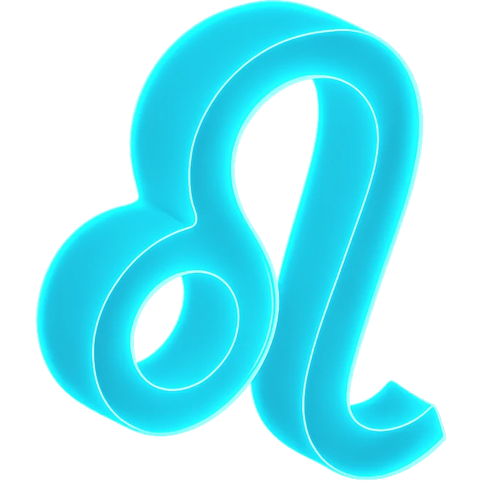 "A minimalistic glowing zodiac symbol ♌, centered on a dark cosmic background, symbol color #00d9ff, clean design, modern and luminous" emoji