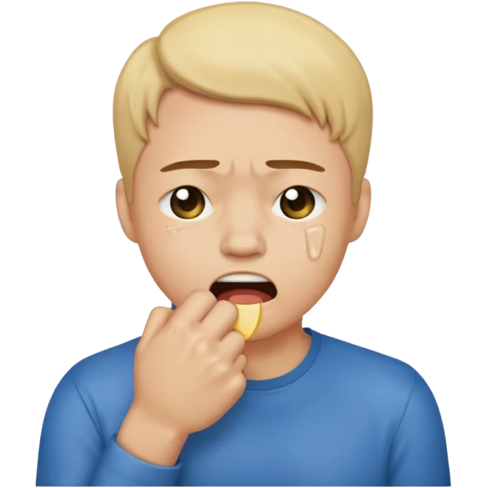 Crying emoji with fist covering mouth emoji