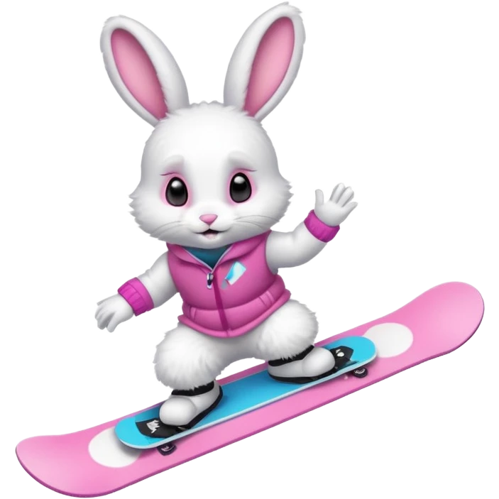 A bunny on a snowboard emoji
