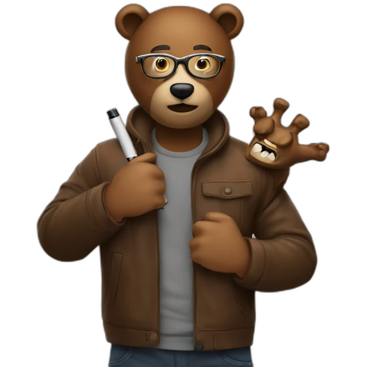 men with bear, multiple arms, with glasses and e-cigarette emoji