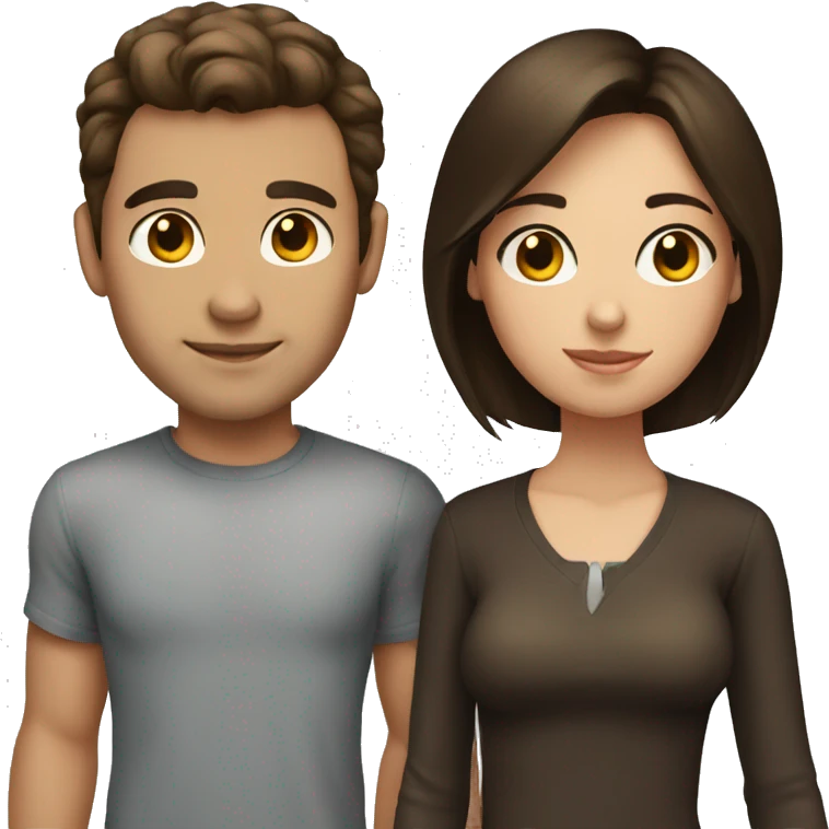 Short brunette girl with her taller brunette boyfriend emoji