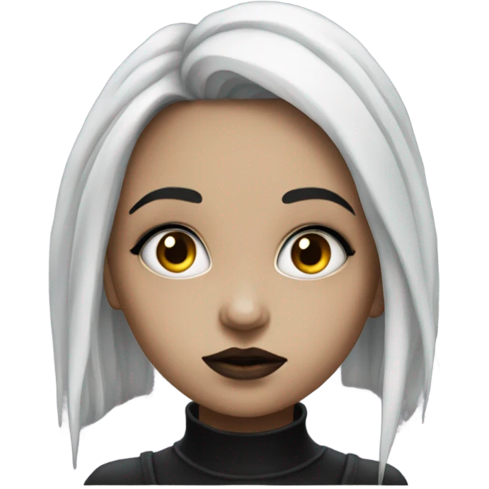 Hyper realistic Goth girl with a contemplating face emoji