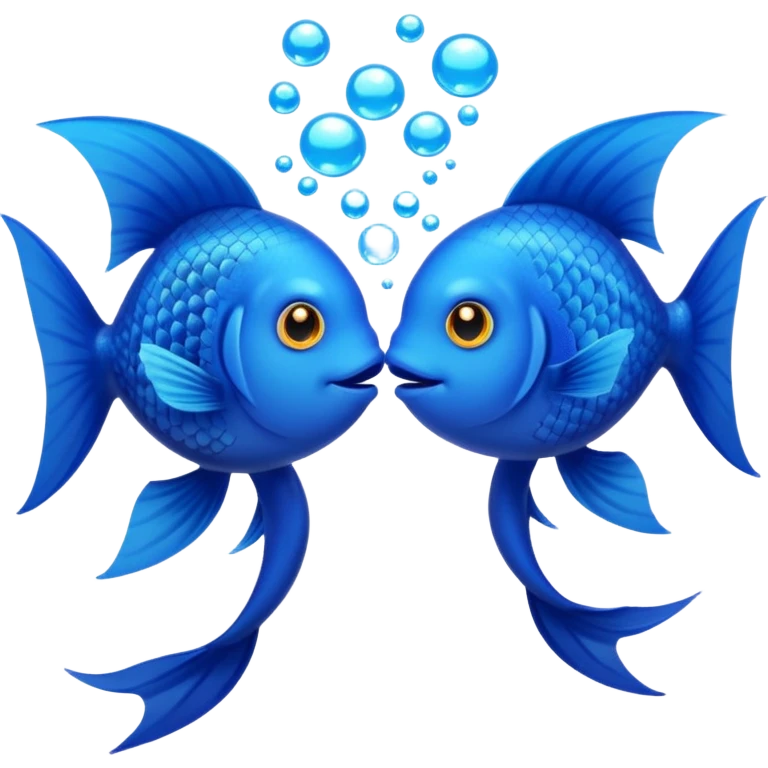 two cute blue fishes kissing emoji